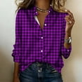 thumbnail image 4 of Bixock Summer Women's Tops Long Sleeve Shirts for Women Plaid Print Satin Button Down Shirts for Women Collar Casual Dressy Blouse Tops, 4 of 6