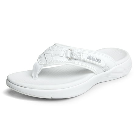 

DREAM PAIRS Women s Fashion Comfort Arch Support Soft Cushion Flip Flops Thong Sandals Slippers BREEZE-1 WHITE Size 7
