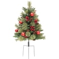 thumbnail image 2 of Christmas Holiday Planter Filler, Battery Operated Pre-Lit Artificial Christmas Trees with LED Lights, Outdoor Pathway Christmas Tree with Red Berries Pine Cones for Porch Driveway Yard Garden Decor, 2 of 9