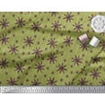 thumbnail image 2 of Soimoi Green Cotton Voile Fabric Star Anise & Stripe Print Sewing Fabric Yard 42 Inch Wide, 2 of 3
