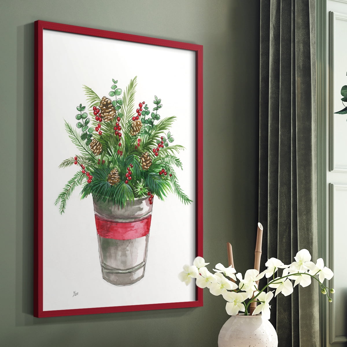 Winter Greens Framed Print - Solid Wood in Single Picture Frame Solid Wood 2 Framed Print