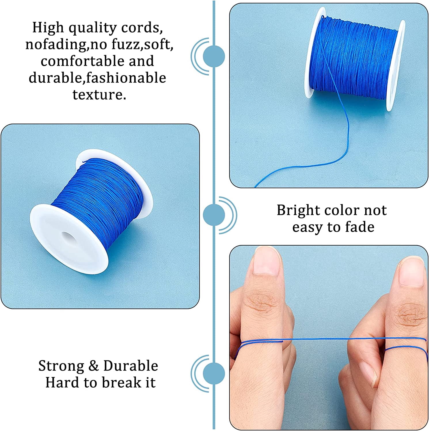 PH 738 Yard Nylon Cord 0.4mm Bracelet String Beading Thread Chinese Knotting Cord Nylon String Macrame Thread for Necklace Bracelet Beading Tassel Kumihimo Macrame Sewing 15 Colors Colorful