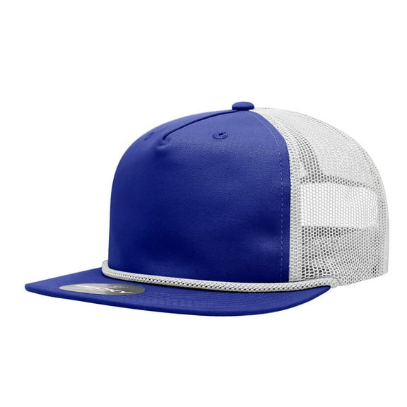 Decky 6041 5 Panel High Profile Relaxed Cotton Blend Trucker w/Rope-Royal/White