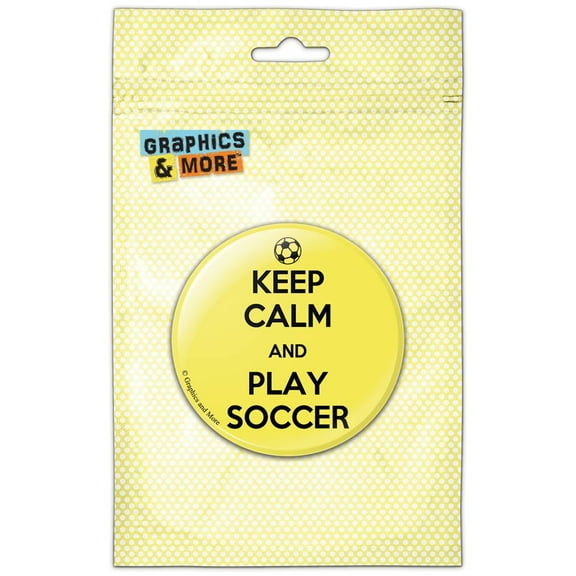 Keep Calm And Play Soccer Sports Pinback Button Pin Badge