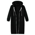 thumbnail image 4 of Longline Zip-Up Hooded Sweatshirt for Women–Soft Tunic Hoodie,Perfect for Casual Wear Cozy Zip-Up Hoodie for Women,Longline Tunic Sweatshirt with Hood,Stylish&Warm Loungewear,Black M, 4 of 5