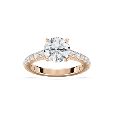 1-2.5ct Crimson Accented CVD Lab Grown Diamond Engagement Ring in 18K Rose Gold