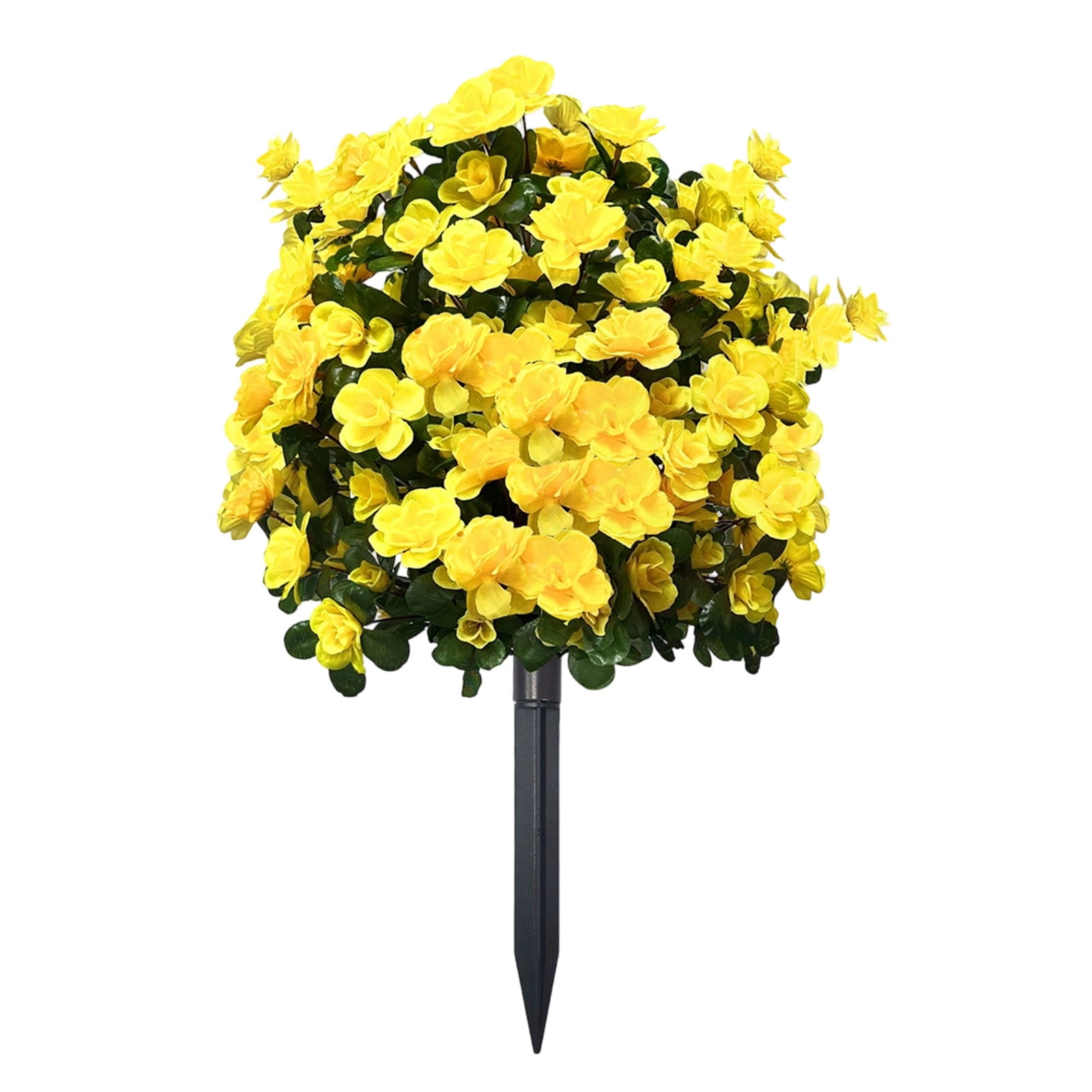 Flower Tree - Rhododendron, Yellow Fabric Flowers, Lifelike Green Leaves, Durable Plastic Stalk, Outdoor Decoration, Fashionable Scene Arrangement, to Insert, Garden, Patio, Yard, UV-Resistant