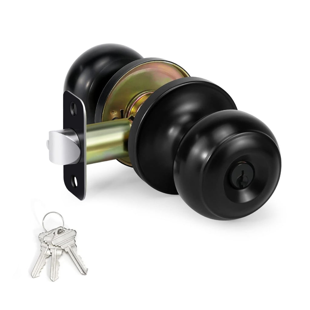 Zinc Alloy Round Door Knobs Knobset Entrance Lock Interior Door Handles for Hallway, Closet, Bathroom Easy to Install