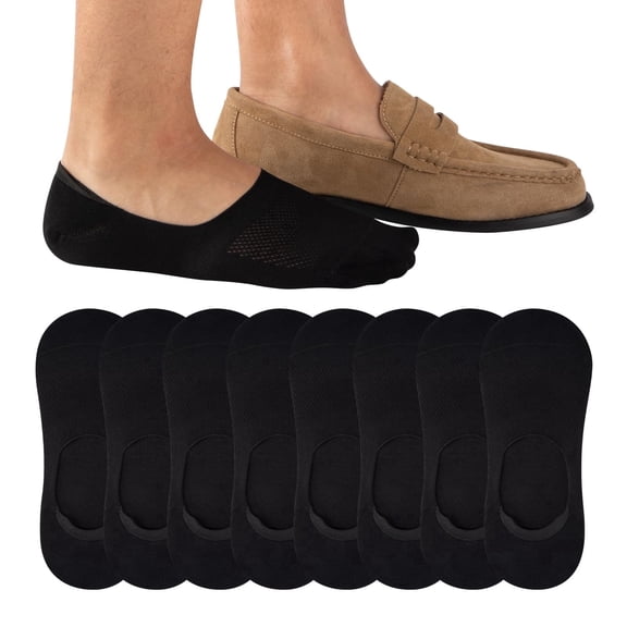 8 Pairs No Show Socks Men Non Slip Low Cut Cotton Invisible Socks for Loafer Flats
