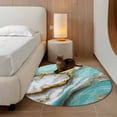 thumbnail image 3 of Turquoise Marble Round Rug 3ft Washable Circle Entryway Rugs Non Slip Modern Abstract Gold Stripes Art Area Rug Indoor Floor Carpet for Bedroom Kitchen Living Room Home Office Dining Room Nursery, 3 of 7