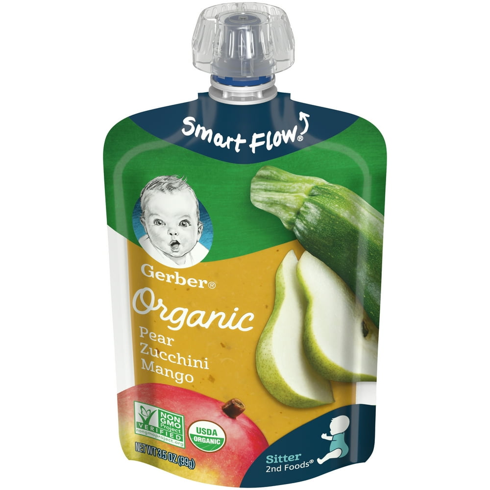 Gerber Organic 2nd Foods Baby Food, Pear Zucchini Mango, 3