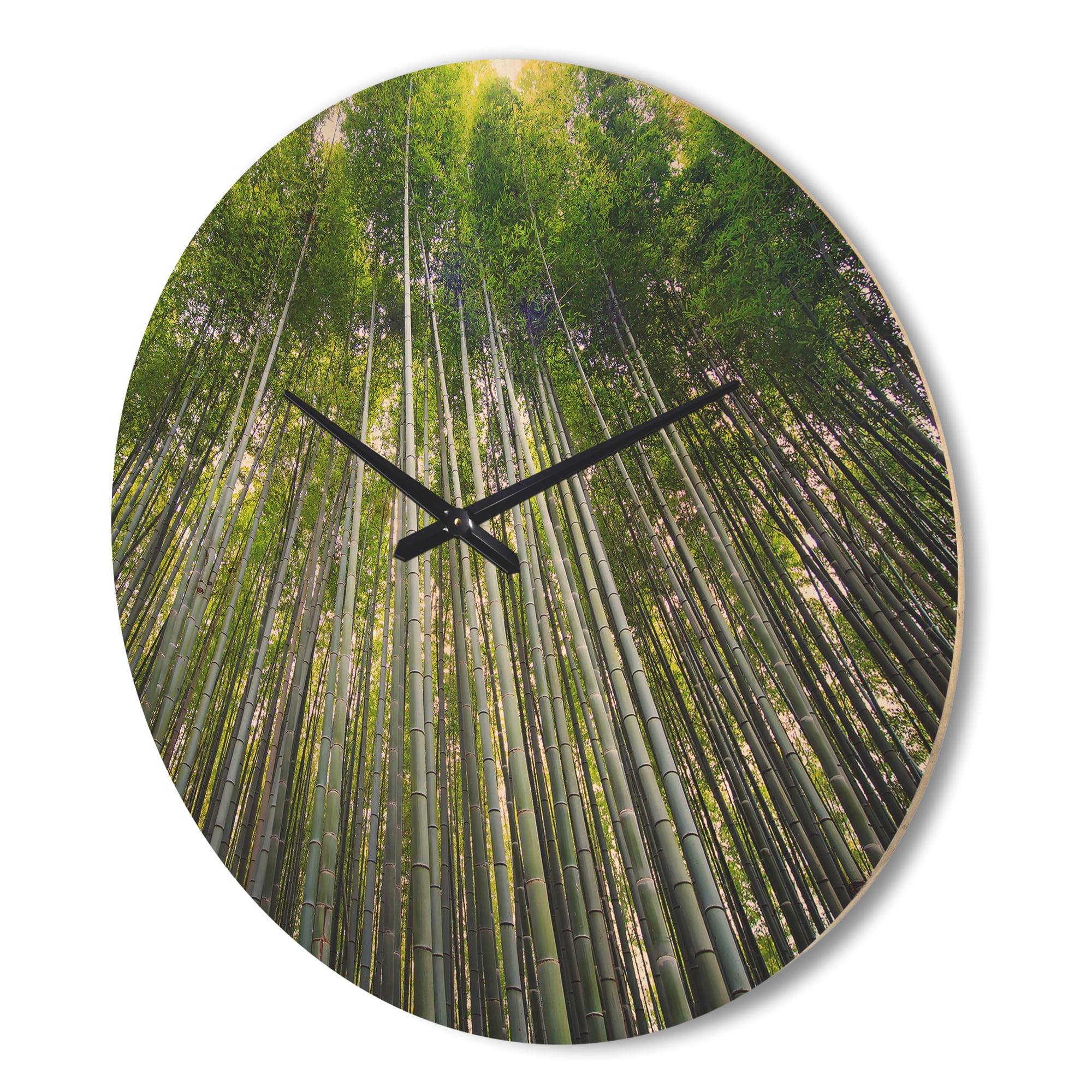 Designart 'Bamboo Tree Forest of Kyoto Japan' Rustic Wood Wall Clock