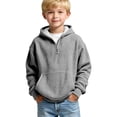 thumbnail image 2 of Linfrsh Hoodies for Boys Quarter Zip Waffle Knit Pullover Hooded Sweatshirt Tops Teen Boy Fashion Fall Winter Casual Sweatshirts Back to School Clothes(Light Gray,13-14 Years), 2 of 8