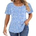 thumbnail image 1 of CHOK Blouses pour Femmes Tunique Plissée à Manches Courtes Hauts Habillés Décontractés Chemises d'Été, 1 of 7