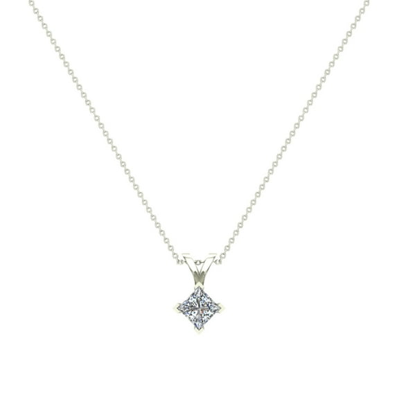 1/3 CT TW Princess Cut Kite Diamond Pendant Necklace for Women 14K White Gold (G, I1)