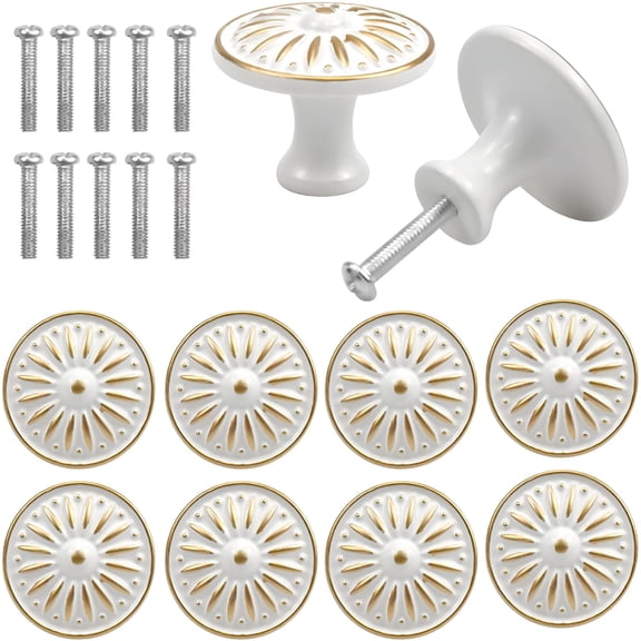 ZHZFKQ 2026 New Antique White Drawer Knobs,35Mm Round Cabinet Handles,Set of 10,Perfect for Furniture,Kitchen,Cupboards&Kids' Rooms for Home,Bedroom,Kitchen,Office