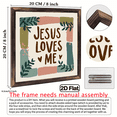 thumbnail image 3 of 2D Flat, 1pc 8x8 Inch Rustic Farmhouse Wooden Framed Wall Art - Jesus Loves Me Verse Sign with Olive Green Leaf Beige Pastel Hues, Boho Decor, Religious Inspirational Gift for Living Room, Bedroom, 3 of 9