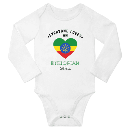 

Everyone Loves An Ethiopian Girl Baby Long Slevve Romper Bodysuit (White 3-6 Months)