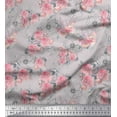 thumbnail image 1 of Soimoi Gray Cotton Duck Fabric Leaves & Rose Floral Printed Craft Fabric by the Yard 44 Inch Wide, 1 of 3
