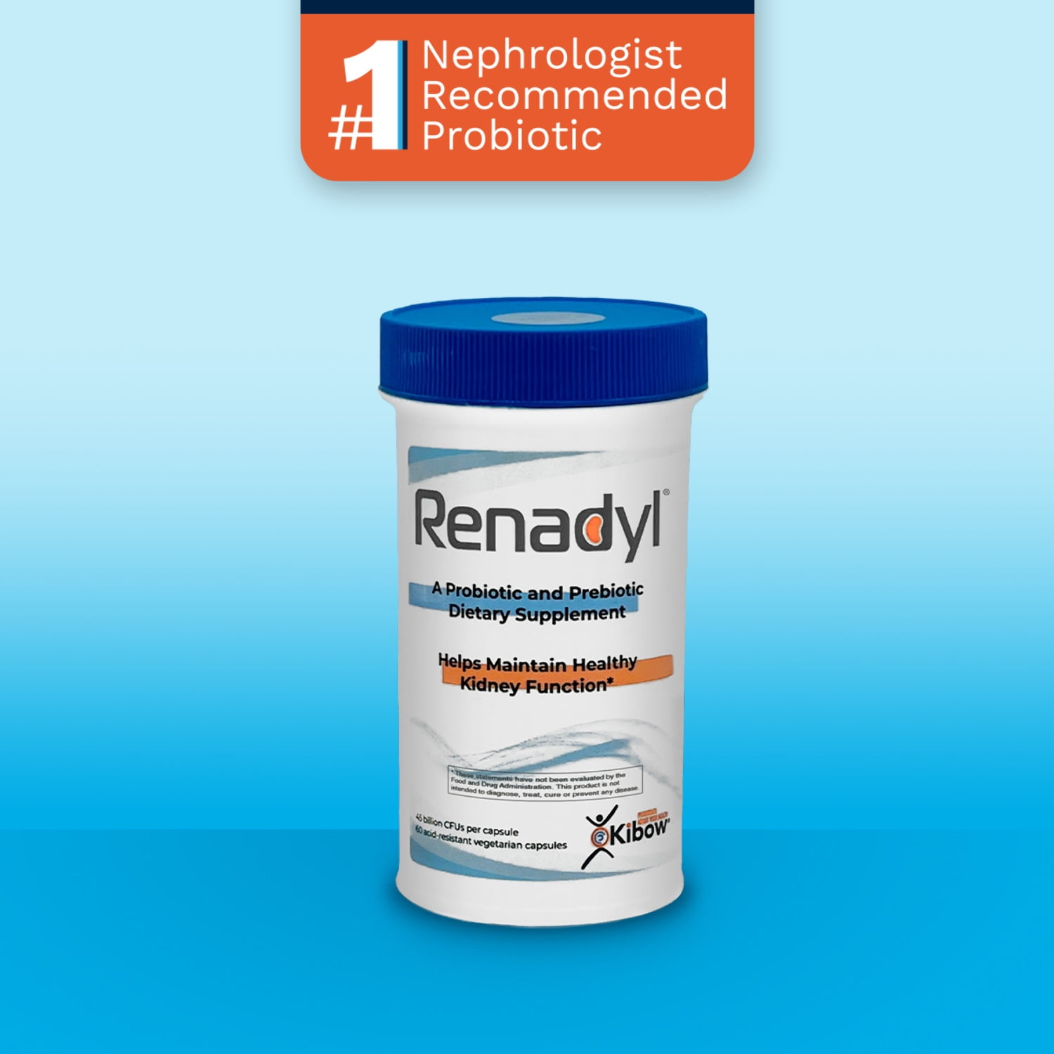 Renadyl Probiotic Kidney Supplement with 45 Billion CFUs, 60 Capsules
