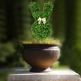 thumbnail image 5 of 28'' Artificial Bunny Shaped Topiary Trees with Ground Spike, Outdoor Indoor Boxwood Topiary Ball Bushes Potted Shrubs Front Porch Decor Outside Garden, 5 of 6