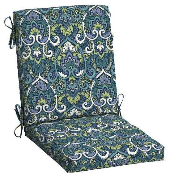 ARDEN Outdoor Dining Chair Cushion 20 x 20, Water Repellent, Fade Resistant 20 x 20, Sapphire Aurora Blue Damask