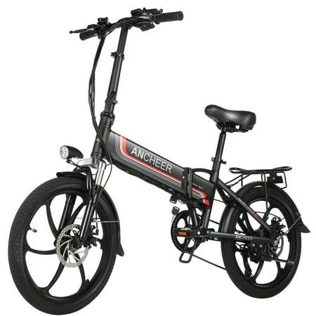 Ancheer 350W 20” Folding Electric Bike for Adults Electric Bicycle Shimano 7 Speed Electric Commuter Bike with Removable 48V 10.4Ah Lithium-Ion Battery City E-Bikes Up to 19MPH, Black