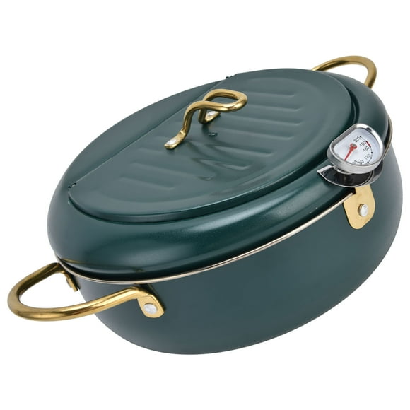 Deep Fryer Pot, Stainless Steel Japanese Tempura Fryer Pan Temperature Control Turkey Deep Fryer With , Removable Lid, Oil Drip Drainer Rack For Tempura Chips Fries Fish Chicken