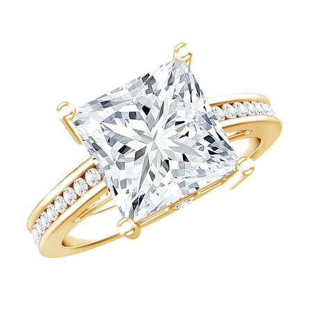 Rosec Jewels 3 Carat Lab Grown Diamond Solitaire Engagement Ring - IGI Certified Princess Cut Diamond Ring - E-VS1 Quality 18K Yellow Gold US 11.00