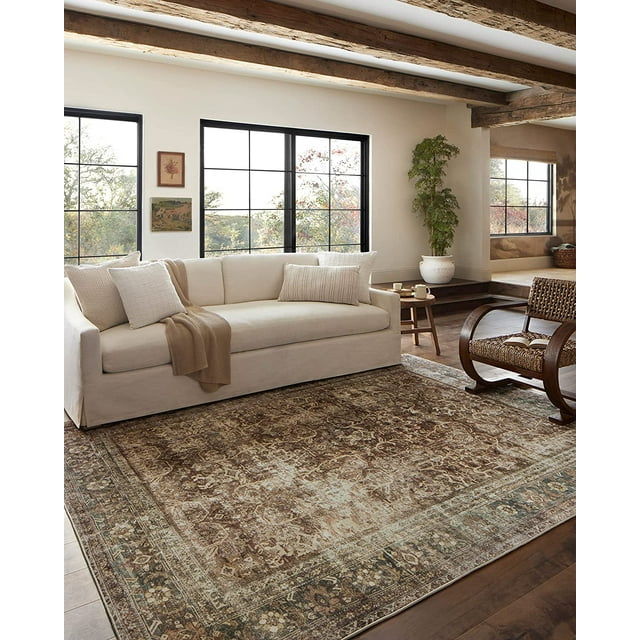 Magnolia Home by Joanna Gaines x Loloi Sinclair SIN-01 Collection Machine Washable Rust/Lagoon 2'-3" x 9'-6" Runner Rug