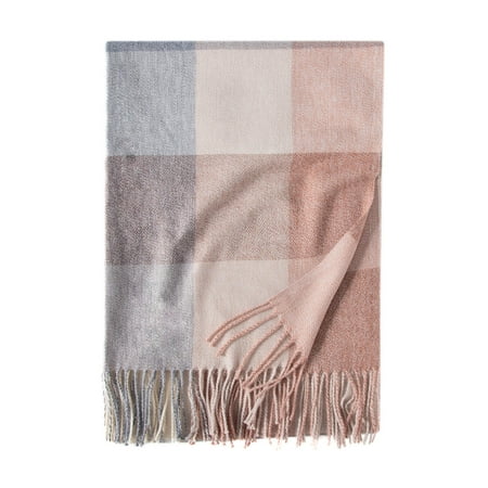 

Dadaria Winter Scarf Women Fall Winter Scarf Classic Tassel Plaid Scarf Warm Soft Chunky Large Blanket Wrap Shawl Scarves Khaki One Size Women