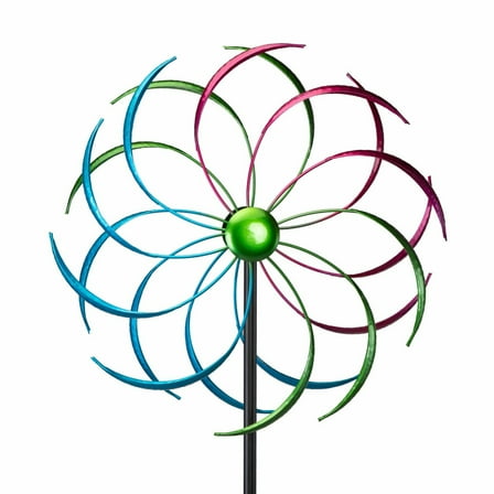 79"H Metal Rainbow Windmill Art Decor Wind Spinner Outdoor Yard Multicolor