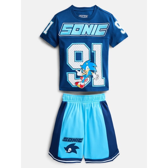Sonic the Hedgehog Boys Short Sleeve Tee and Matching Basketball Shorts Set, 2-Piece, Sizes 4-12