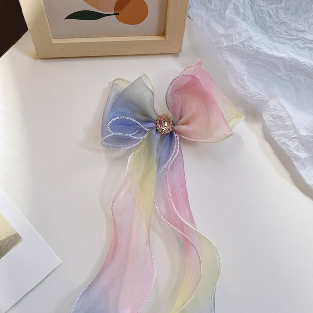 Fiudx Clip de Lazo de Malla, Diseño Ligero con Borlas de Cinta, Agarre Fuerte para Una Sujeción Segura, Decoración Versátil para El Cabello para Moños o Colas de Caballo, Perfecto para La Escuela o F