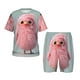 thumbnail image 1 of Fotbe Adorable Pink Fluffy Birds Pijama Estampada de 2 Piezas para Niños – Ropa de Dormir de Manga Corta Cómoda para Niños y Niñas, Camiseta y Shorts de Algodón-Large, 1 of 6