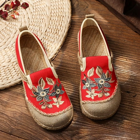 

Aueoeo Women Ethnic Style Embroidered Single Shoes Soft Comfortable And Breathable Retro Shoes Clearance
