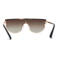 thumbnail image 2 of Womens Rhinestone Trim Flat Top Exposed Lens Metal Sunglasses Gold Brown Green, 2 of 4