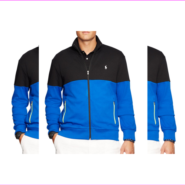 Polo Ralph Lauren Colorblocked Interlock Track Jacket, Royal/Black, Size XS  