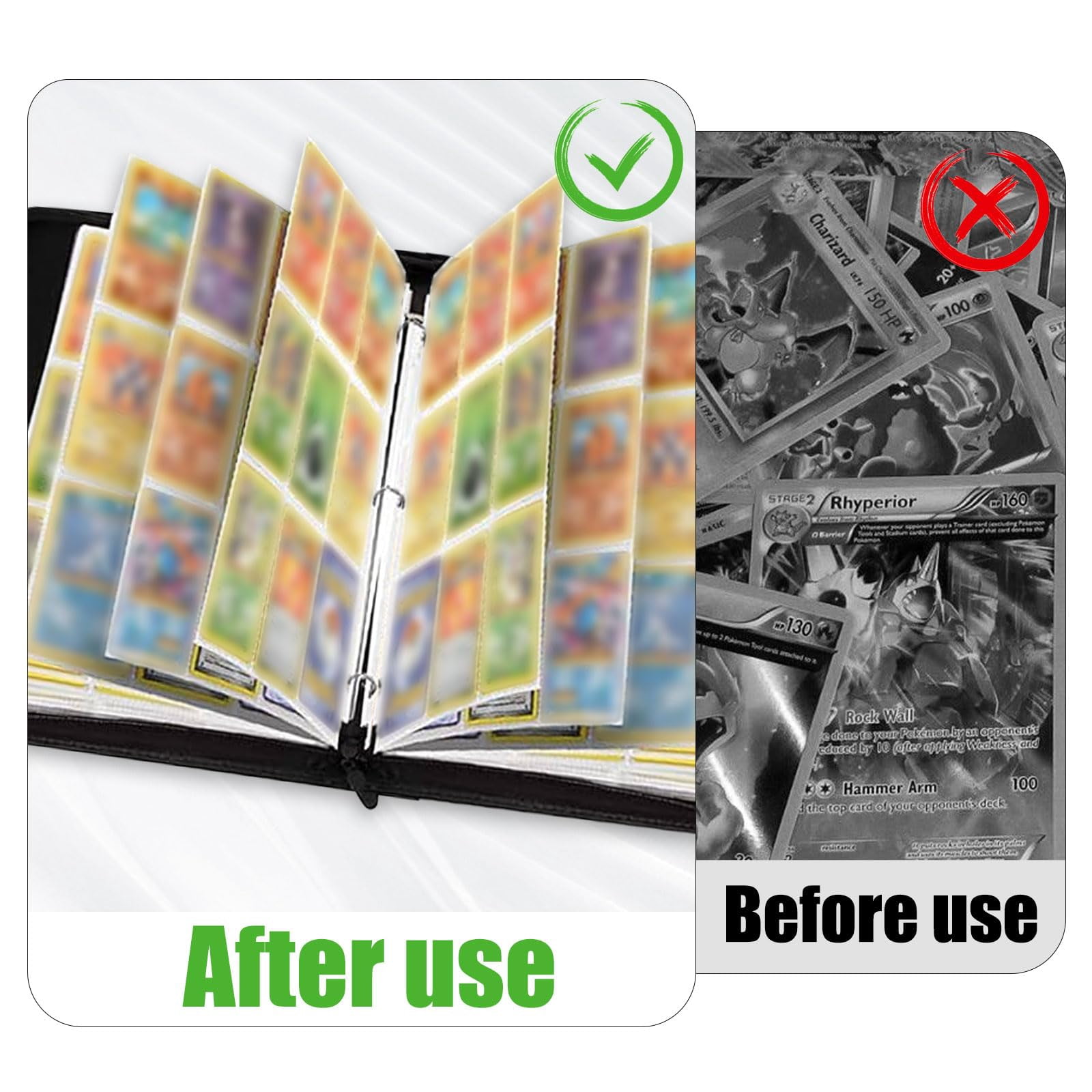 KENDINHF Trading Card Binder 9 Pocket PU Zipper Waterproof 900 Pockets