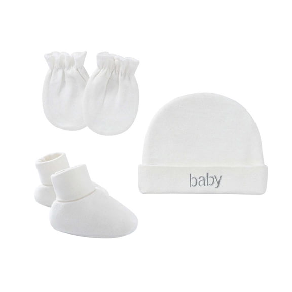 Odeerbi Baby Boys Girls Beanie Infant Toddler Beanie Hats Set Hat Solid Color Anti-Grabbing Cotton Gloves Hat Foot Cover Three-piece