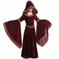 thumbnail image 5 of Mercatoo Girls Halloween 𝐂ostume Witch Ghos𝐭 Dress Hoodie Velvet Embroidered Flared Sleeves Elegant Stage Performance Clothes, 5 of 5