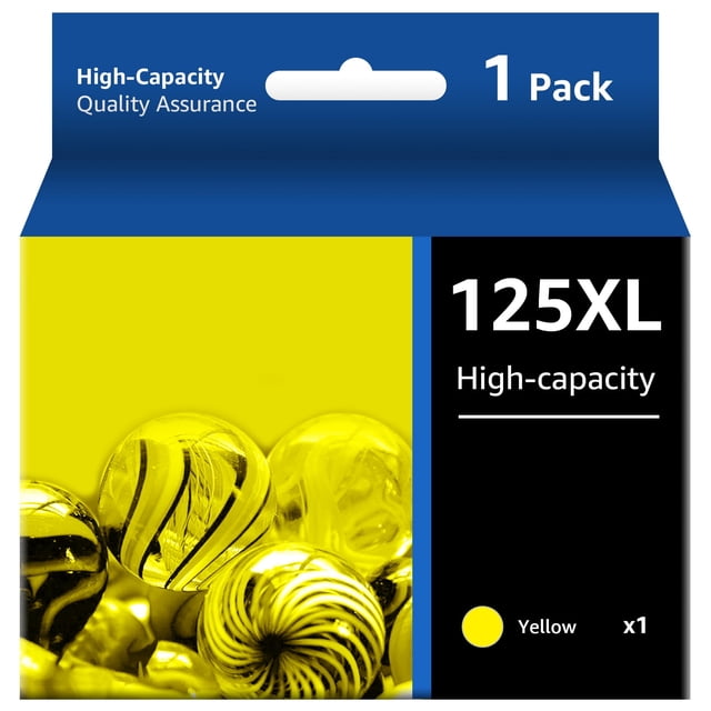 Cartucho de tinta amarillo Epson 125 de repuesto para Epson 125 T125. Para impresoras Epson NX125, NX127, NX130, NX230, NX420, NX530, NX625 y Epson Workforce 320, 323, 325 y 520 (1 amarillo).