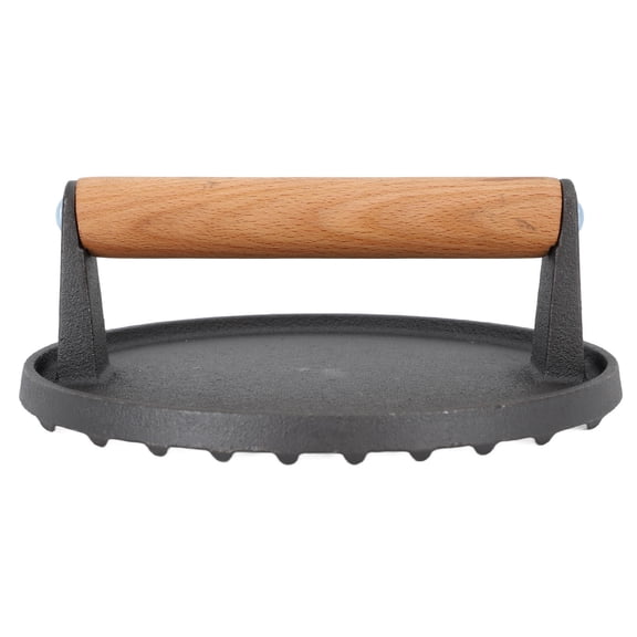 Yajisi 7‑inch Cast‑Iron Steak & Bacon Press with Wood Handle – Multi‑Use Grill Plate for BBQ, Burgers, Sandwiches & Vegetables