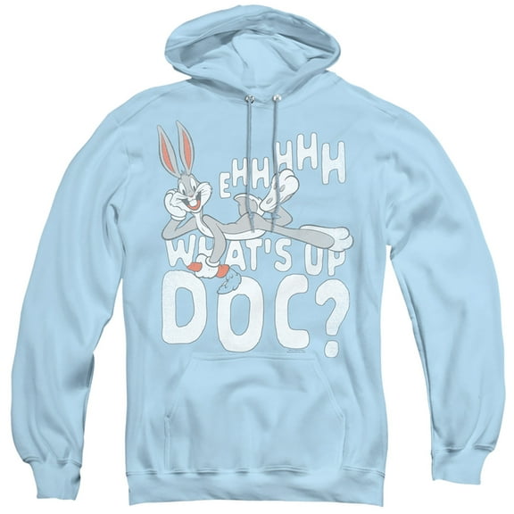 Looney Tunes Whats Up Adult Pullover Hoodie Sweatshirt Light Blue