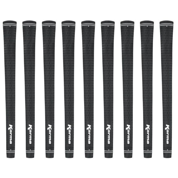 Karma Velour Black Midsize Golf Grips 9 Pack,  1/32" Oversize Rubber Replacement Golf Club Grips for Men