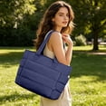 thumbnail image 3 of 16.1 Inch Quilted Puffer Tote Bag Large Work Shoulder Travel Bag for Women Beach School Tote Handbags, Quilted Carry On Bag for Travel Gym, 3 of 5