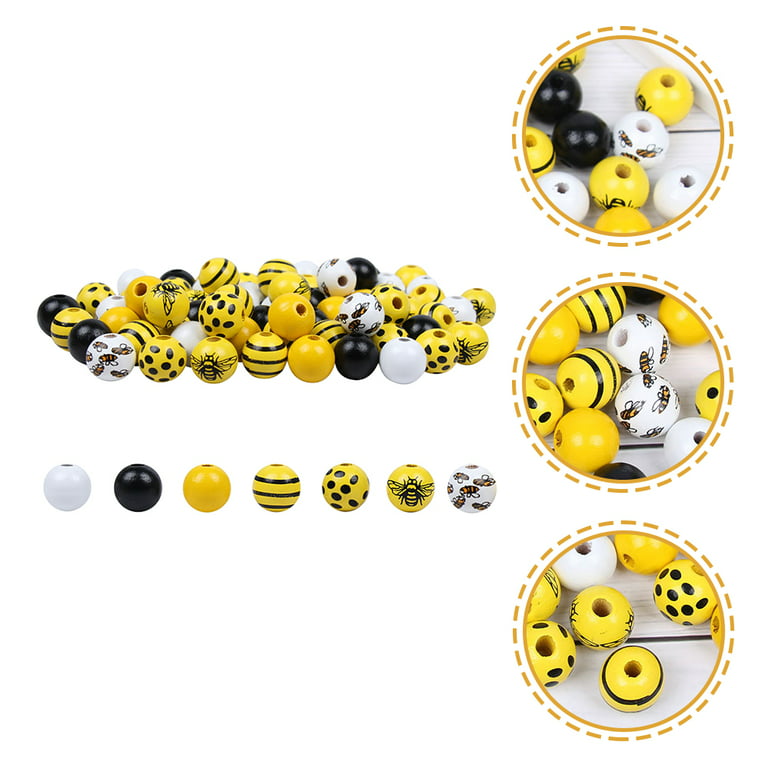 140pcs Wooden Beads DIY Bee Wood Beads Bee Crafts Beads Decorative Beads for Bracelet, Size: 1.6X1.6cm