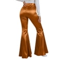 thumbnail image 6 of FRSASU Women Shiny Metallic Bell Bottom Bootcut Leggings Disco Wide Leg Pants High Waist Dance Yoga Trousers Yellow, 6 of 6