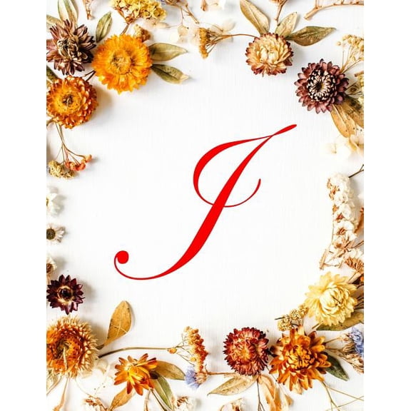 Isometric Graph Paper Notebook: 1/2 Inch Equilateral Triangl: J : Monogram Initial Isometric Graph Paper Notebook: 1/2 Inch Equilateral Triangle Isometric Composition Notebook, Isometric Composition Notebook, Equilateral Triangle Paper, Fall flowers, 8.5 x 11, 100 pages (Series #10) (Paperback)