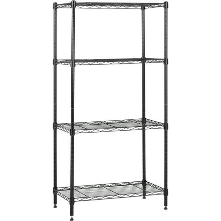 Basics 4-Shelf Adjustable, Storage Shelving Unit, (200 Pound Loading Capacity per Shelf), Steel Organizer Wire Rack, 13.4"D x 23.2"W x 48"H, Black